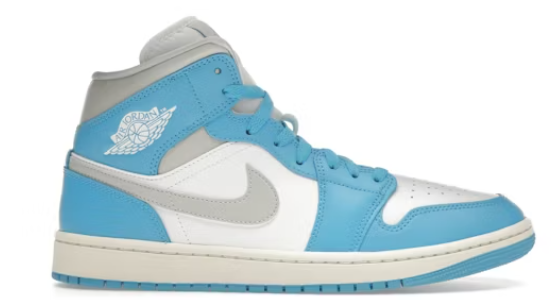 Jordan 1 Mid Dark Powder Blue White Sail Neutral Grey (Women's)