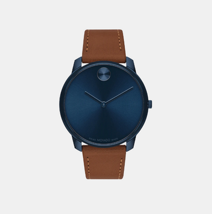 Movado Bold Thin Men Quartz Blue Dial Analog Stainless Steel Watch 3600830