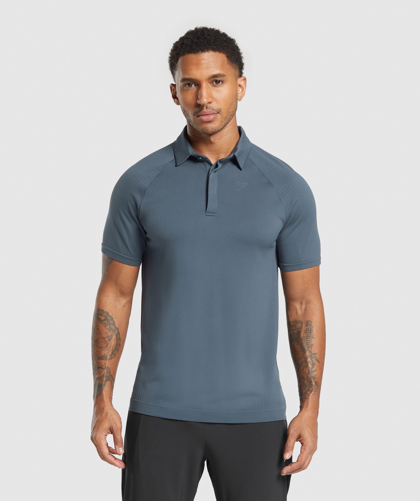 Gymshark Seamless Polo Shirt Titanium Blue