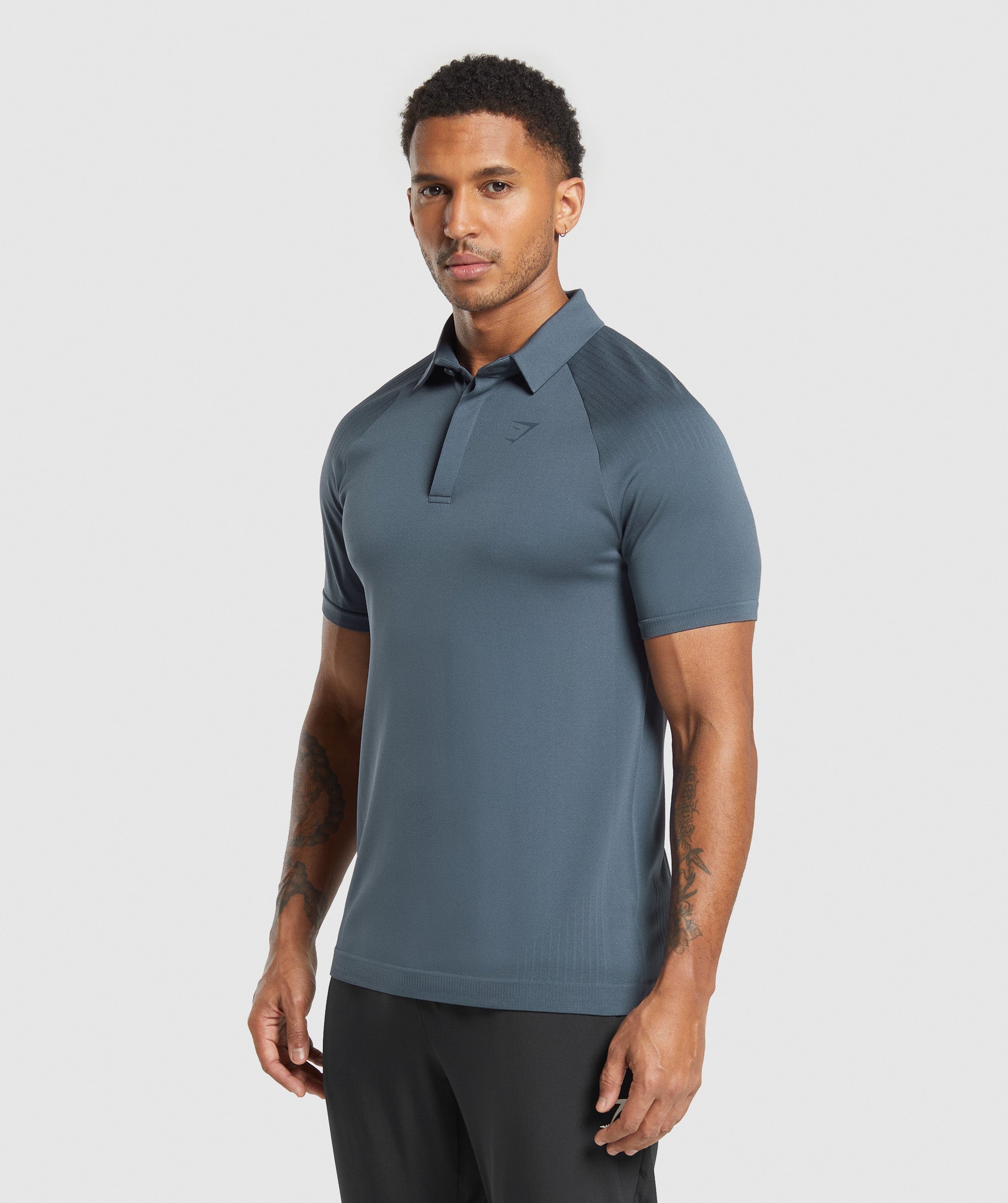 Gymshark Seamless Polo Shirt Titanium Blue