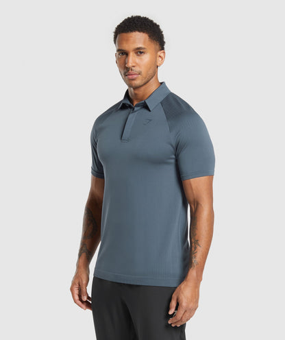 Gymshark Seamless Polo Shirt Titanium Blue