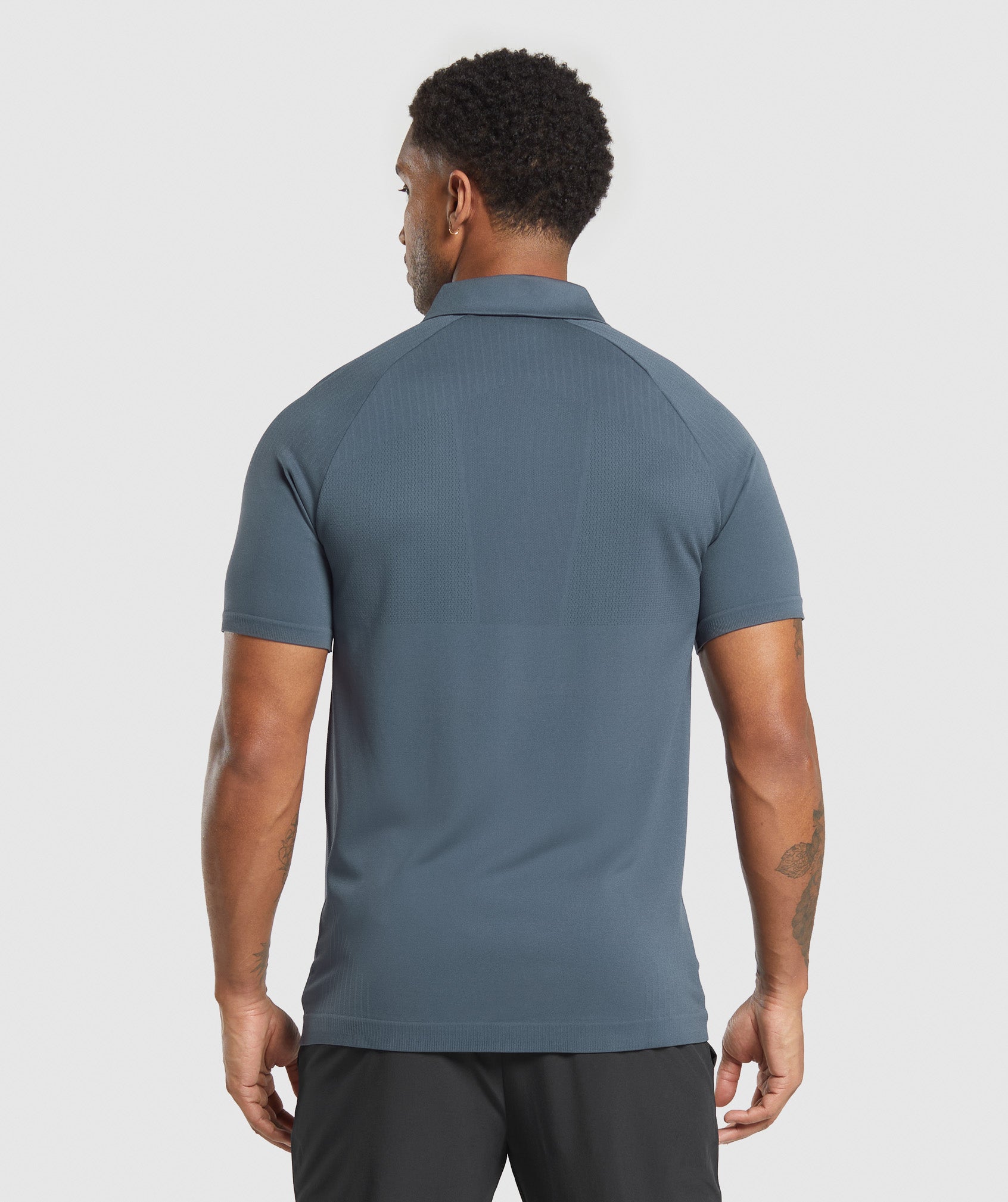Gymshark Seamless Polo Shirt Titanium Blue