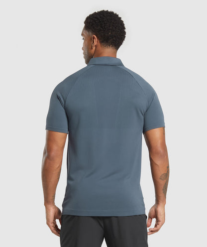 Gymshark Seamless Polo Shirt Titanium Blue