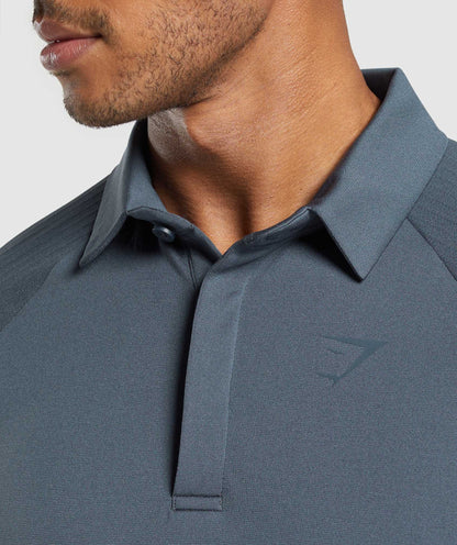 Gymshark Seamless Polo Shirt Titanium Blue