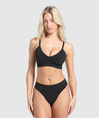 Women's Gymshark Seamless Thong 3Pk Black