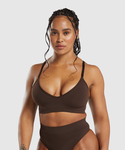 Women's Gymshark Seamless V Neck Bralette Archive Brown