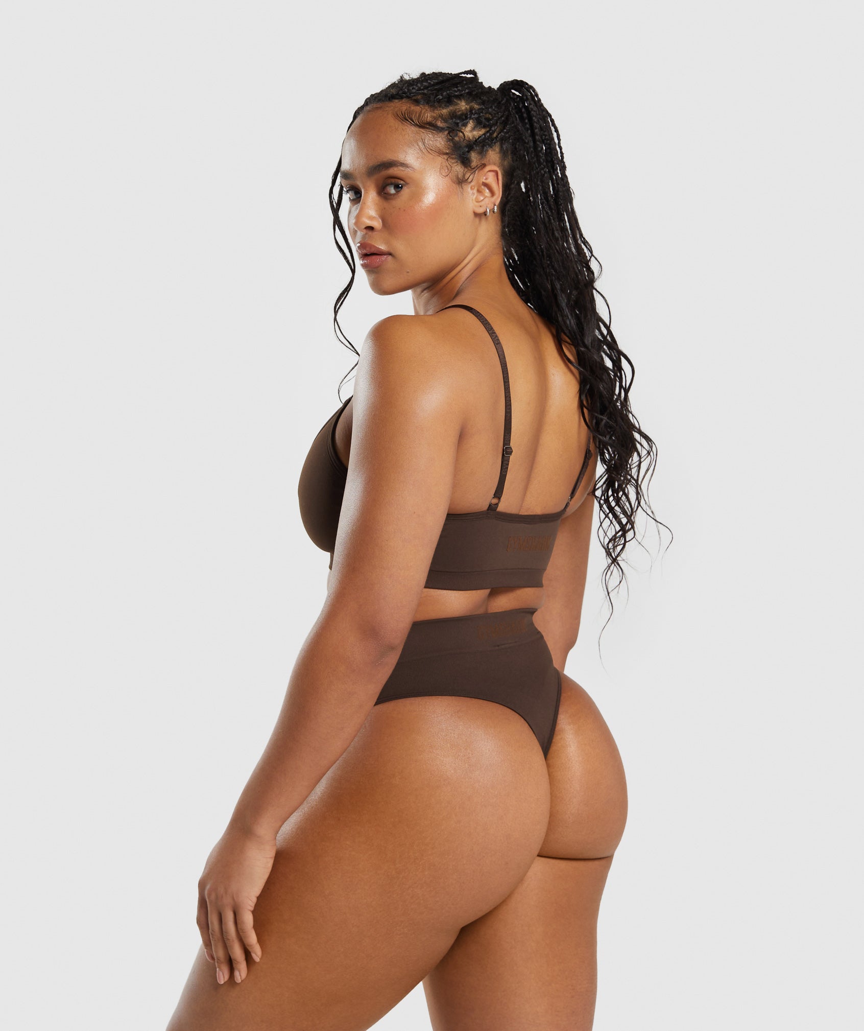 Women's Gymshark Seamless V Neck Bralette Archive Brown