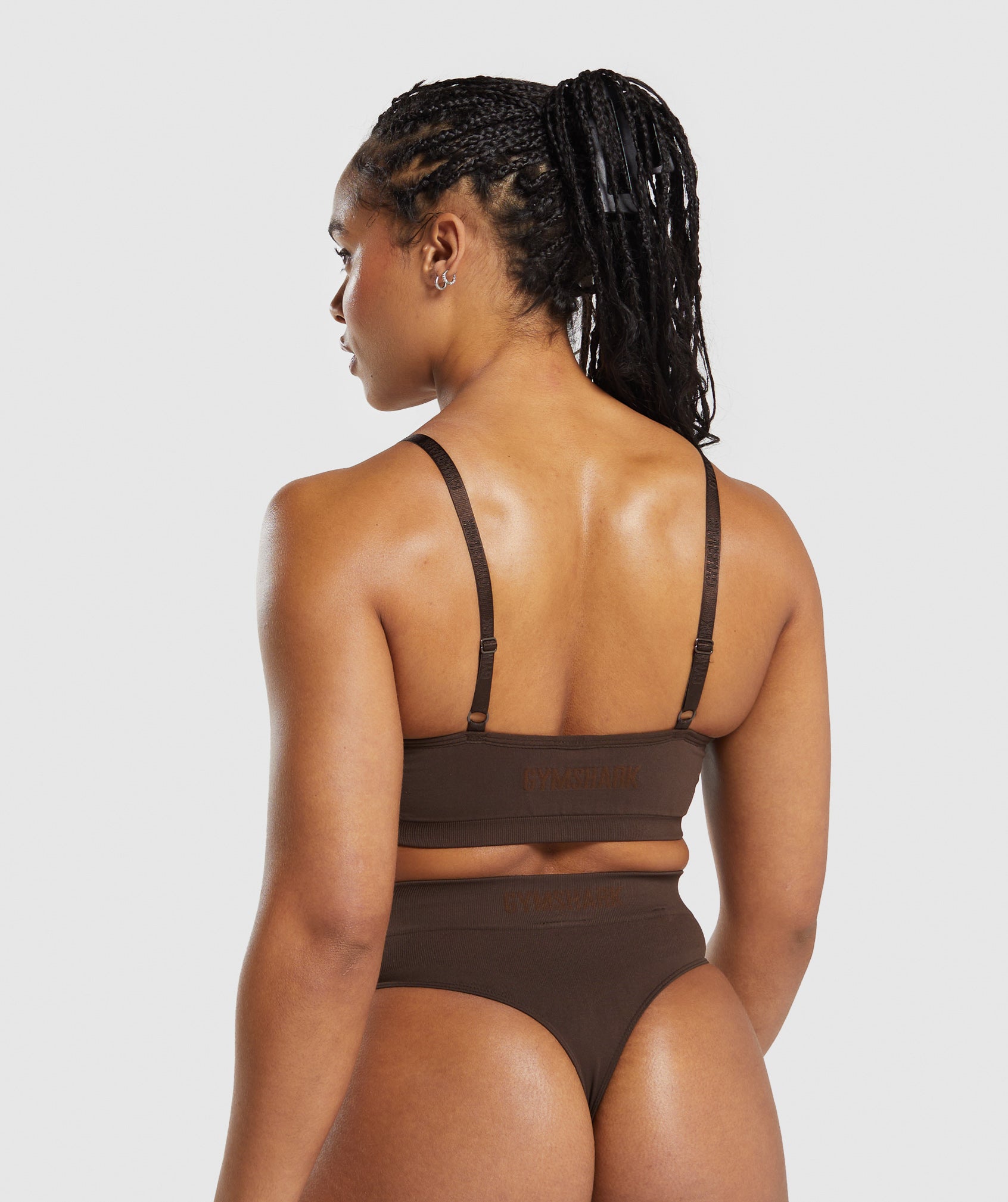Women's Gymshark Seamless V Neck Bralette Archive Brown
