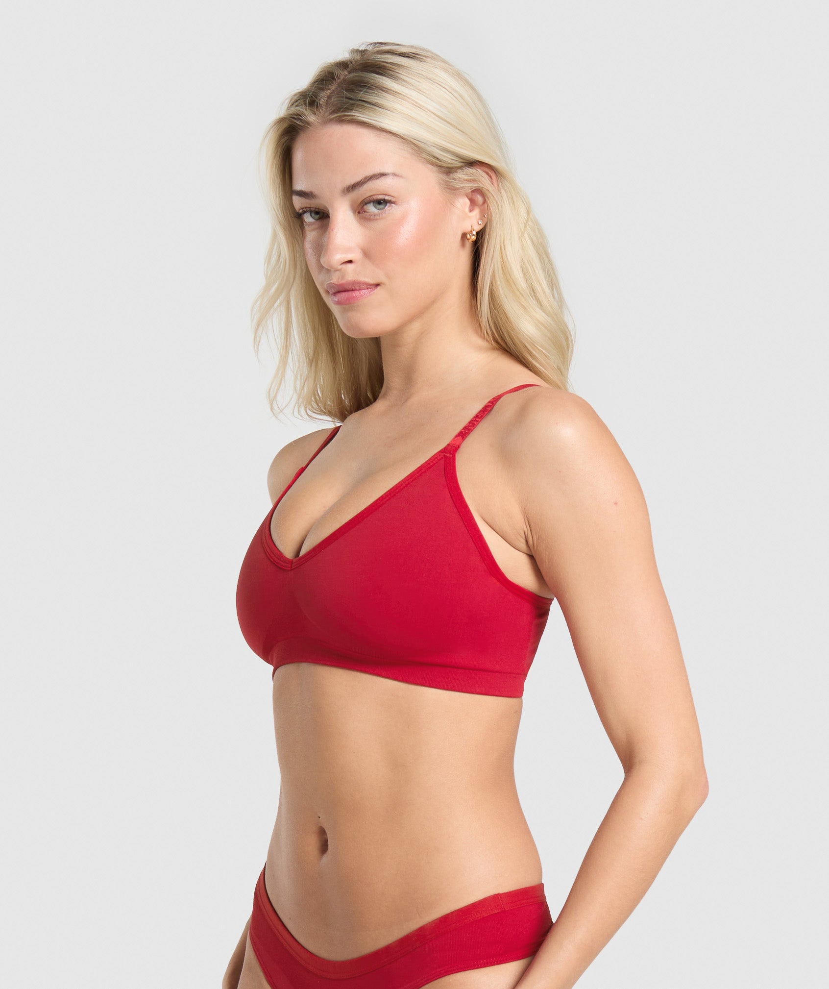 Women's Gymshark Seamless V Neck Bralette Carmine Red
