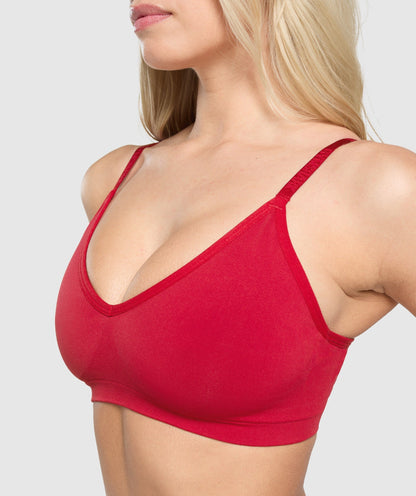 Women's Gymshark Seamless V Neck Bralette Carmine Red
