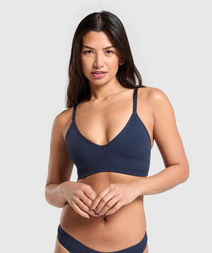 Women's Gymshark Seamless V Neck Bralette Heavy Blue