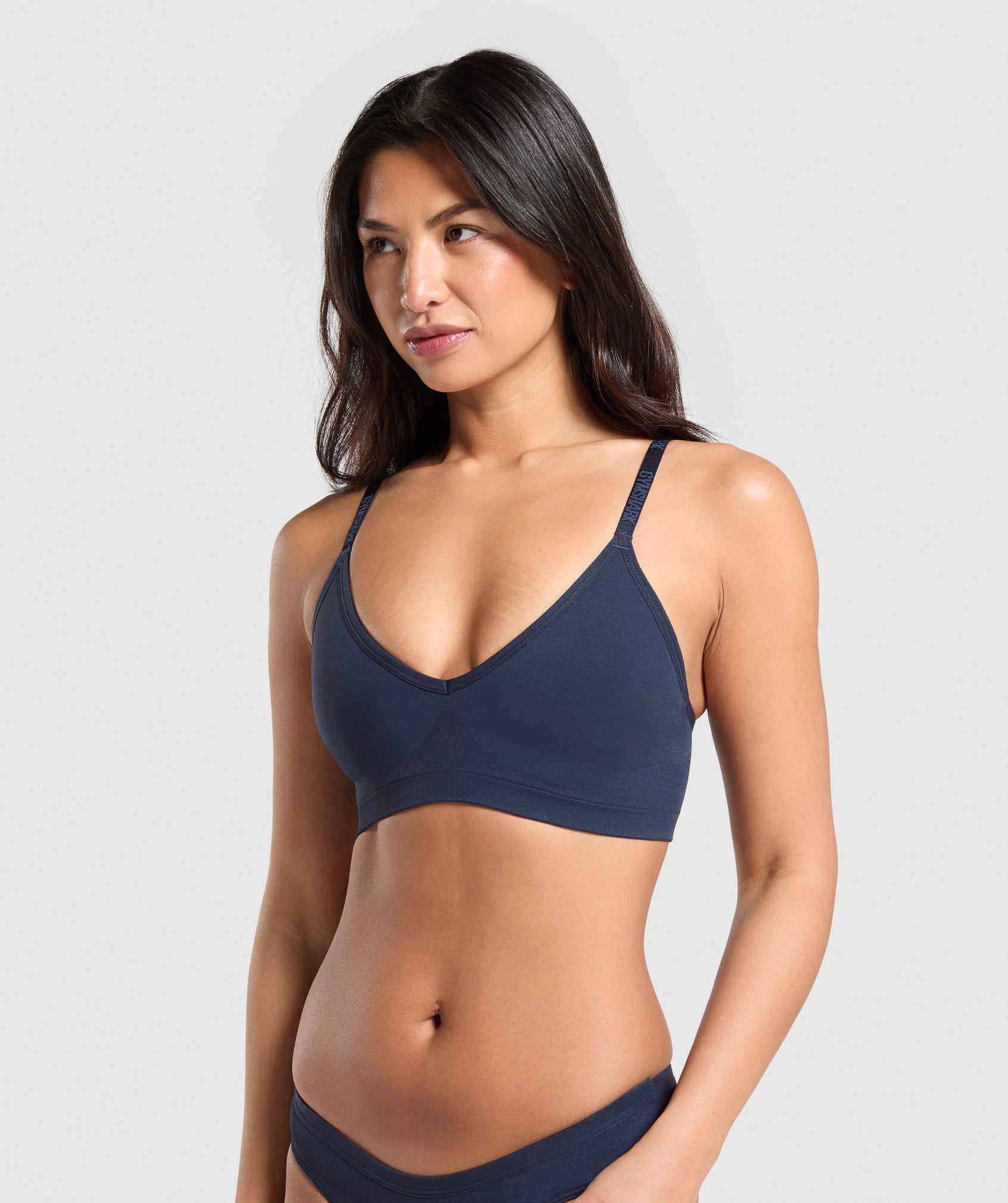 Women's Gymshark Seamless V Neck Bralette Heavy Blue