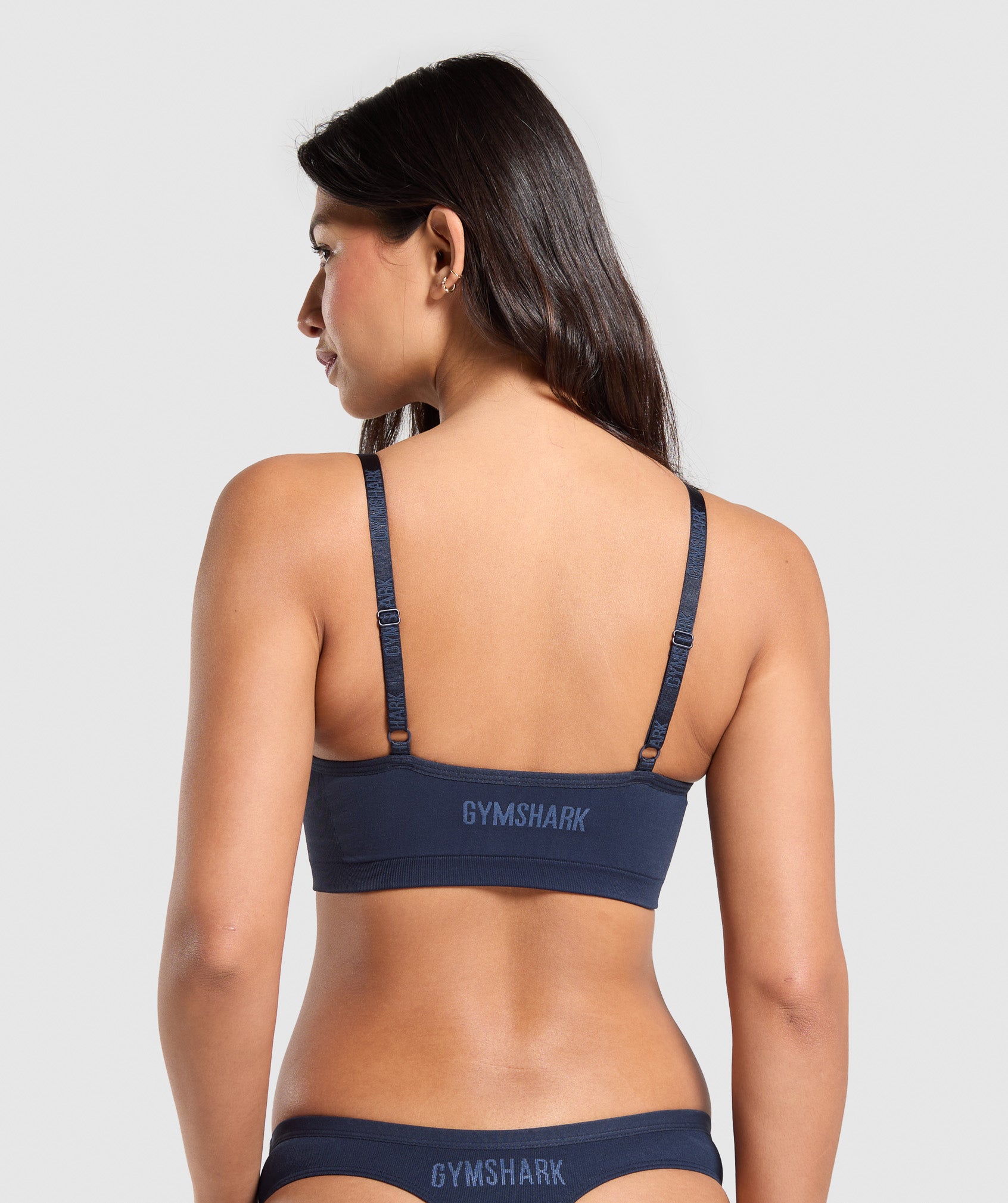 Women's Gymshark Seamless V Neck Bralette Heavy Blue
