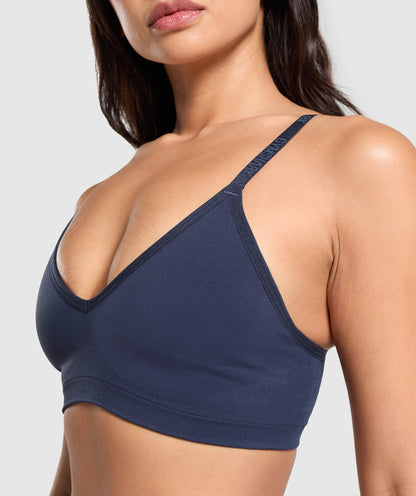 Women's Gymshark Seamless V Neck Bralette Heavy Blue