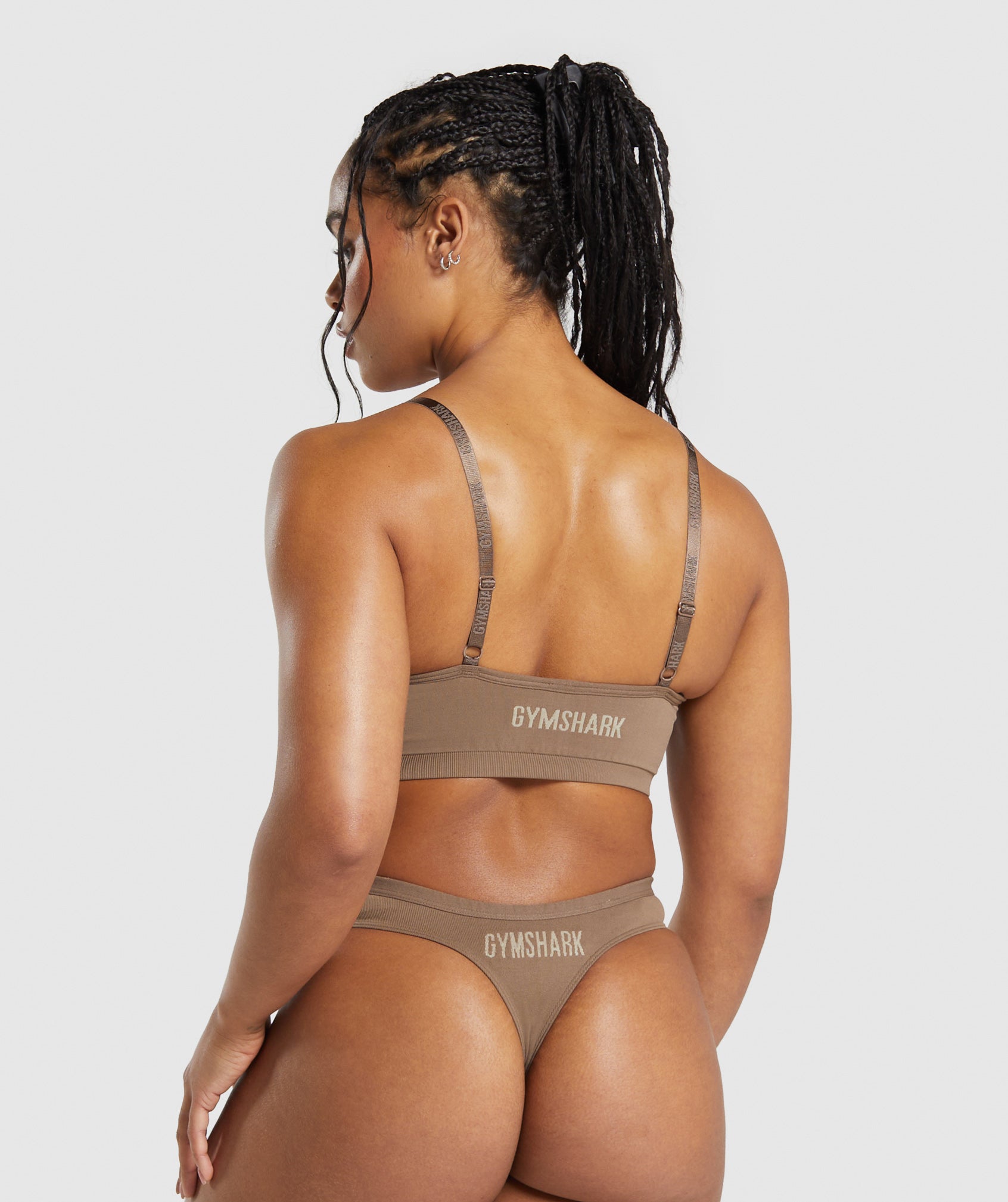 Women's Gymshark Seamless V Neck Bralette Soul Brown
