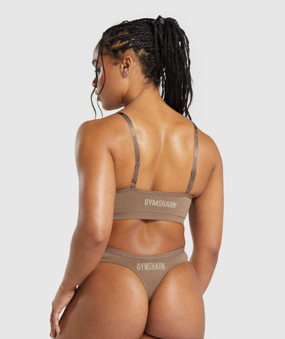 Women's Gymshark Seamless V Neck Bralette Soul Brown