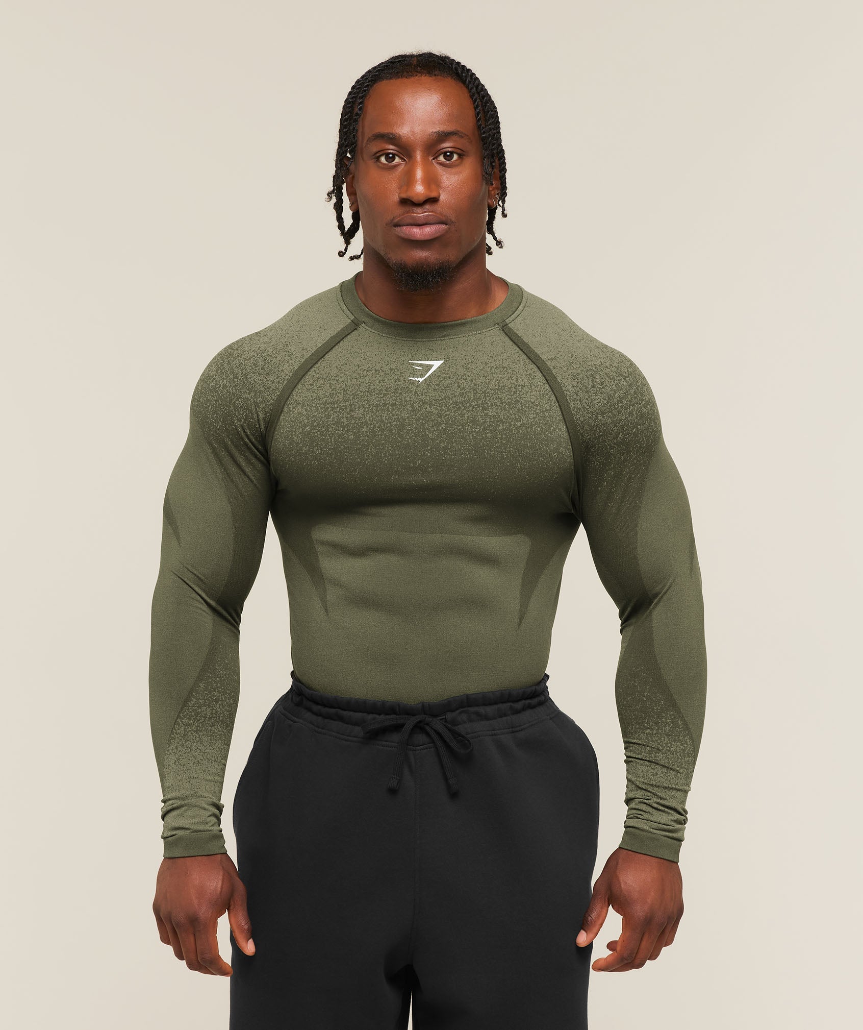 Gymshark Shadow Seamless Long Sleeve T-Shirt Core Olive