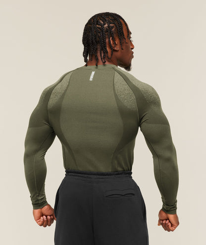 Gymshark Shadow Seamless Long Sleeve T-Shirt Core Olive