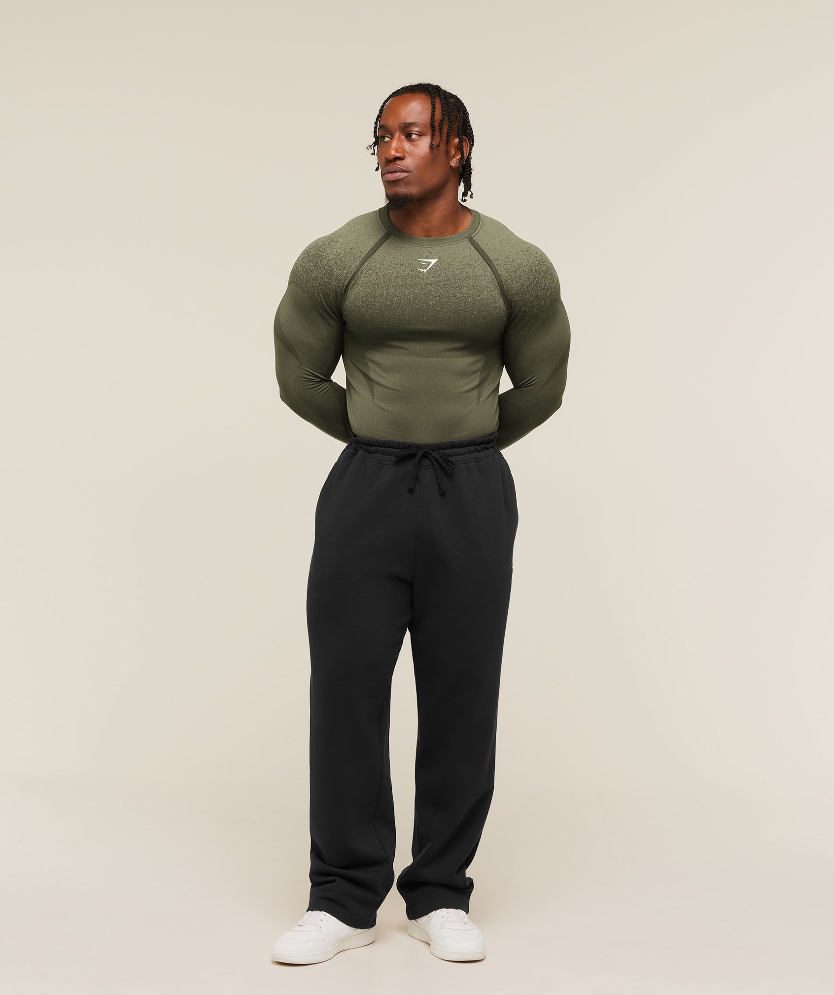 Gymshark Shadow Seamless Long Sleeve T-Shirt Core Olive