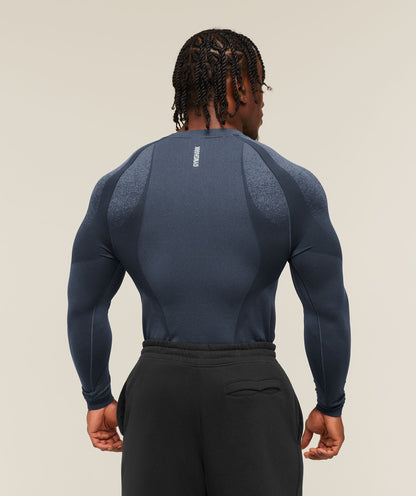 Gymshark Shadow Seamless Long Sleeve T-Shirt Heavy Blue