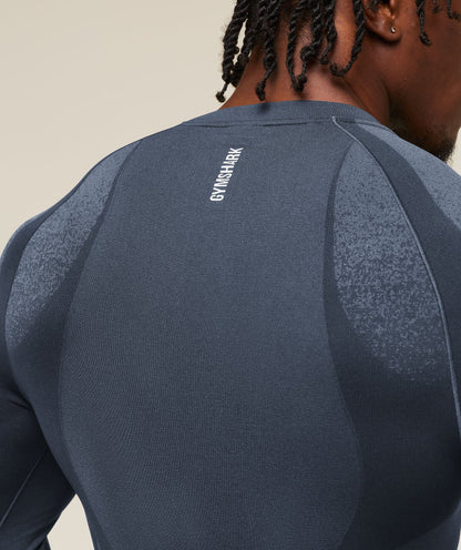 Gymshark Shadow Seamless Long Sleeve T-Shirt Heavy Blue