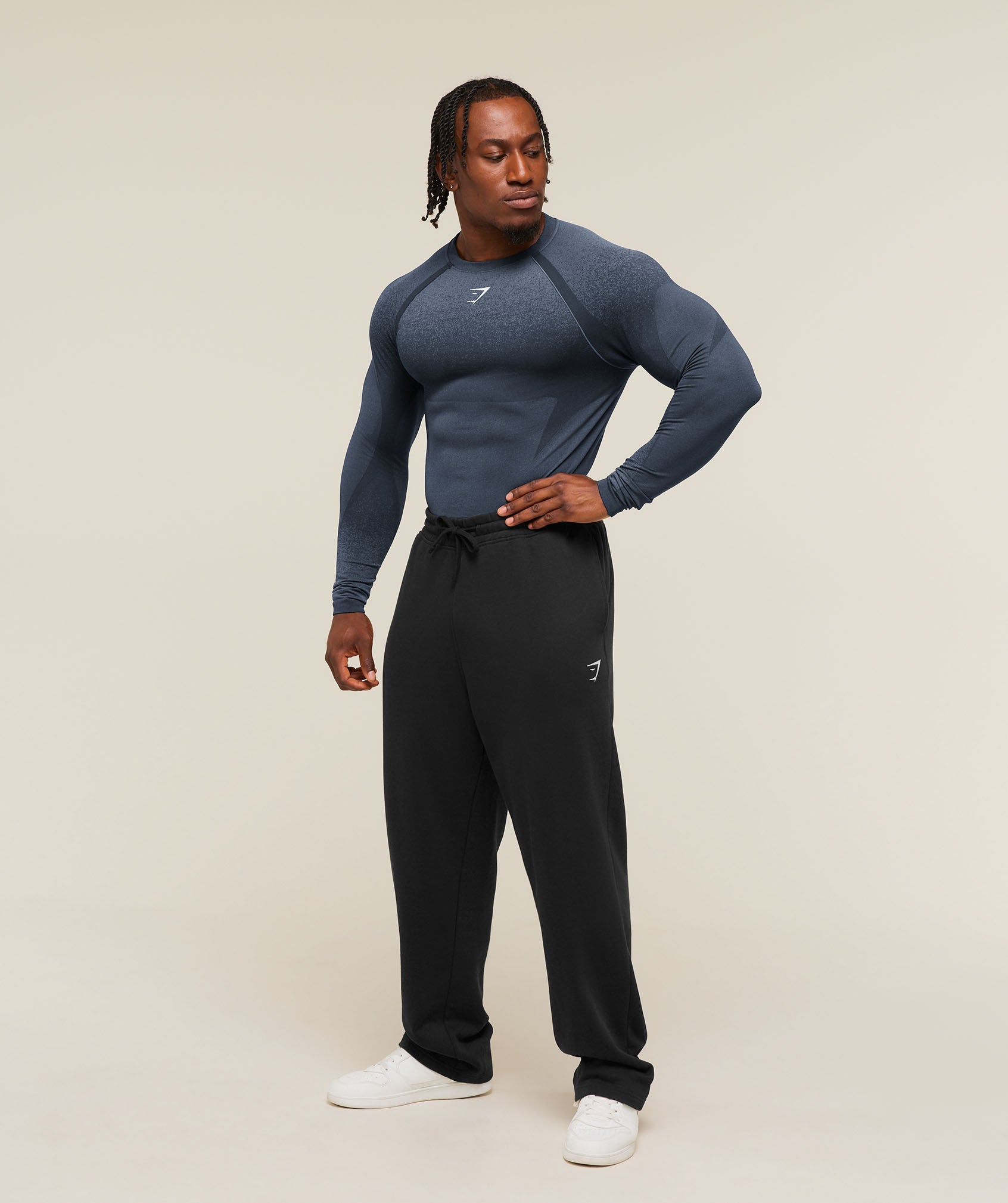 Gymshark Shadow Seamless Long Sleeve T-Shirt Heavy Blue