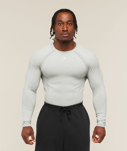 Gymshark Shadow Seamless Long Sleeve T-Shirt Light Grey