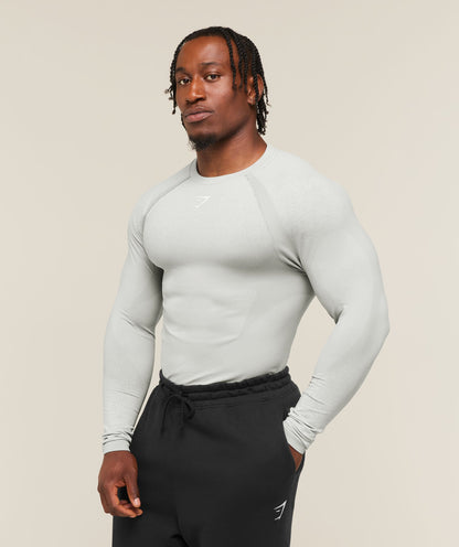 Gymshark Shadow Seamless Long Sleeve T-Shirt Light Grey