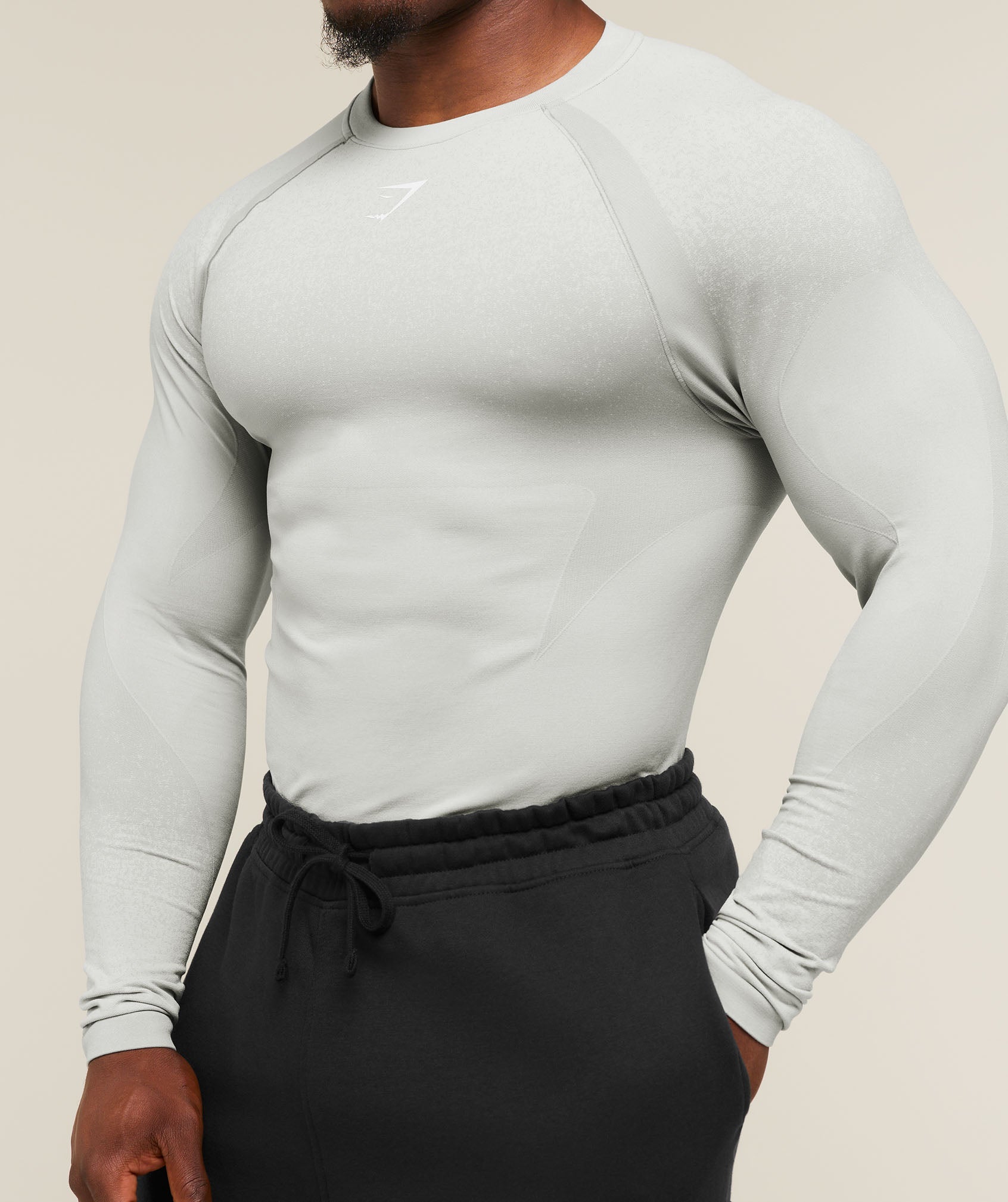 Gymshark Shadow Seamless Long Sleeve T-Shirt Light Grey
