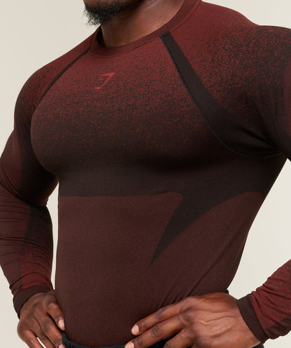 Gymshark Shadow Seamless Long Sleeve T-Shirt Sets Red