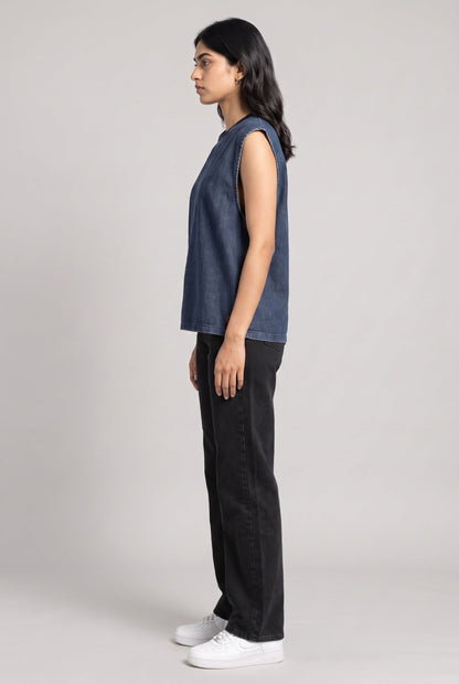 BLUE DENIM WOMEN'S TANK TOP