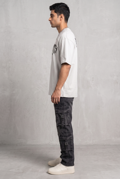 RUST GRAFFITI GREY MEN’S OVERSIZED T-SHIRT
