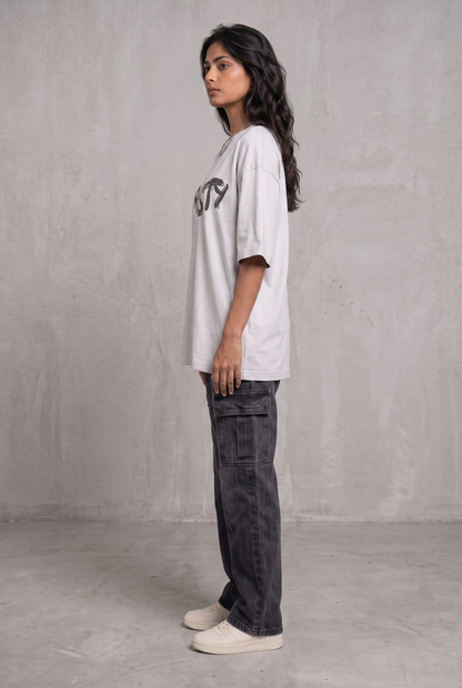 RUST GRAFFITI GREY WOMEN’S OVERSIZED T-SHIRT