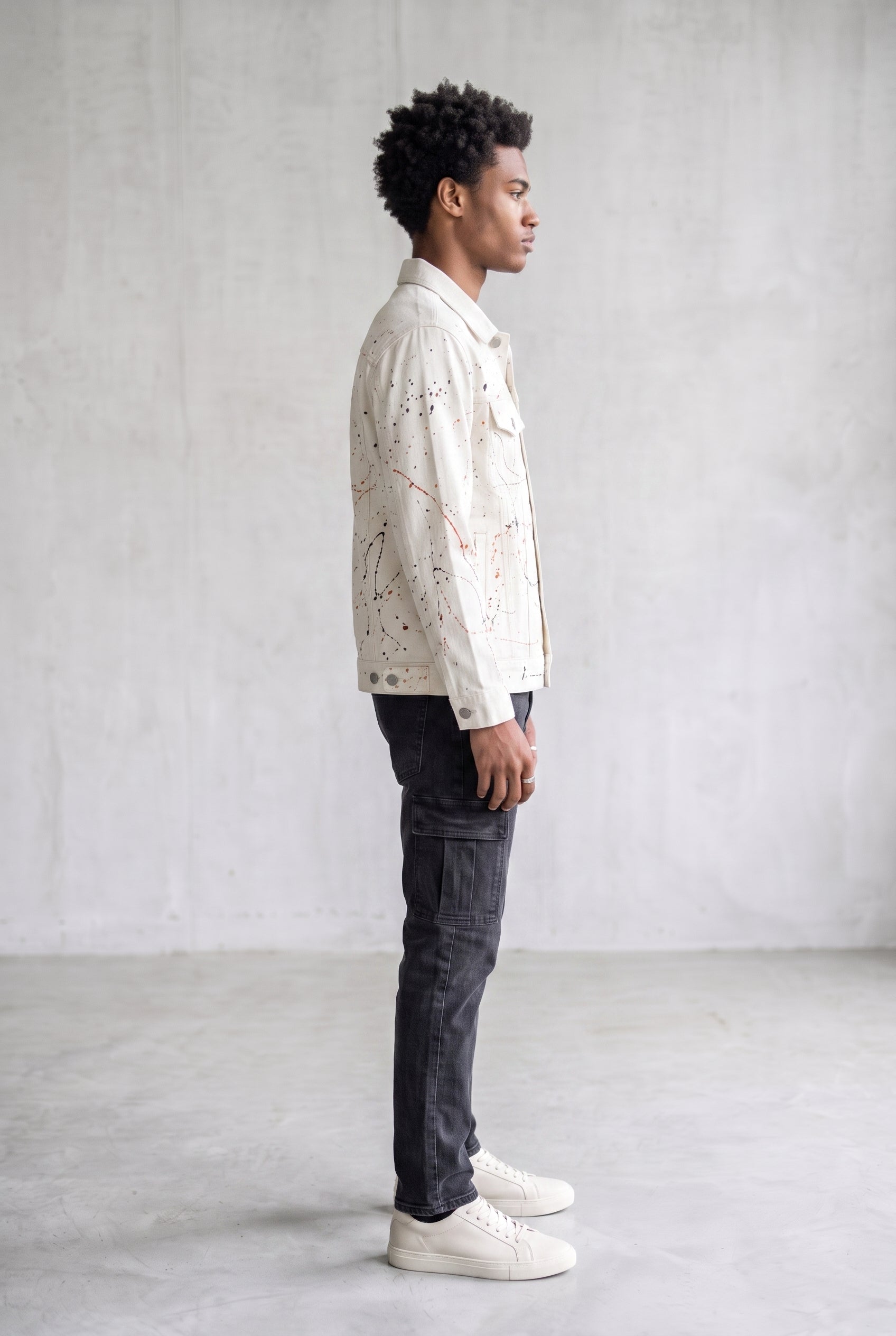 WHITE PAINTED DENIM MEN'S JACKET