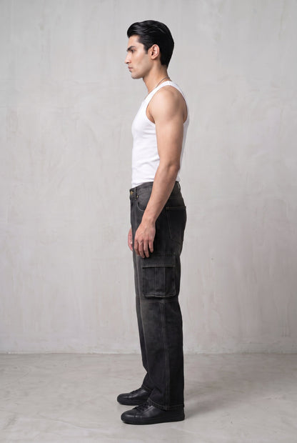 CARBON BLACK DENIM MEN'S CARGO