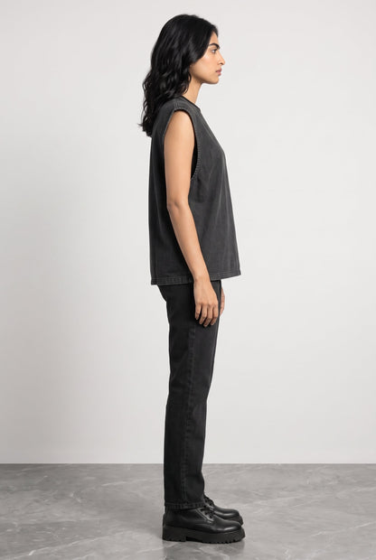 BLACK DENIM WOMEN'S TANK TOP