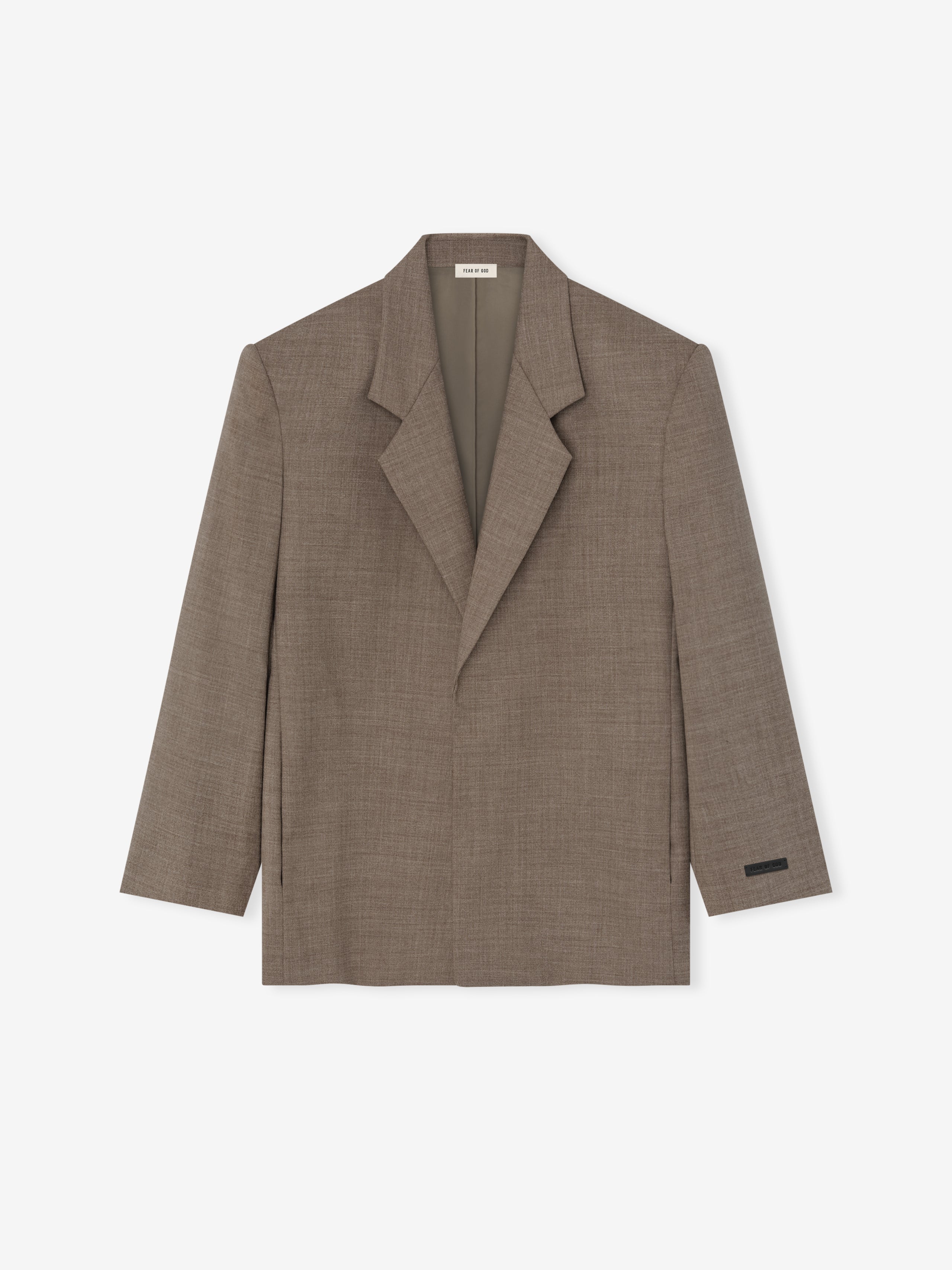 Essentials High Twist Wool Single Breasted Blazer Dune Pearl