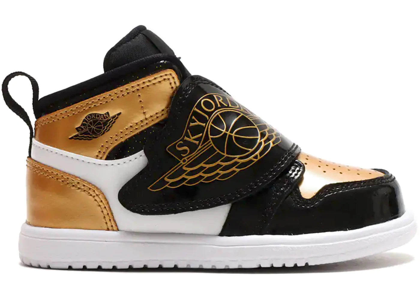 Sky Jordan 1 Mid Black Metallic Gold White (Td)
