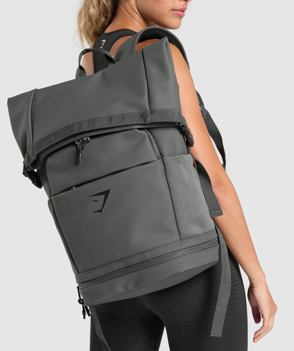 Gymshark Sleek Backpack Roll Top Graphite Grey