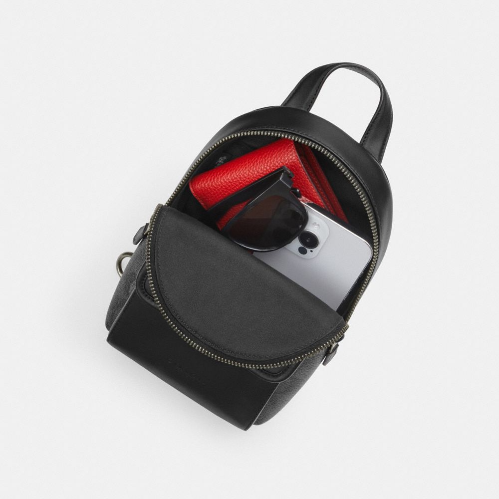 Coach Small Turnlock Sling Pack In Signature Canvas Gunmetal Charcoal Black