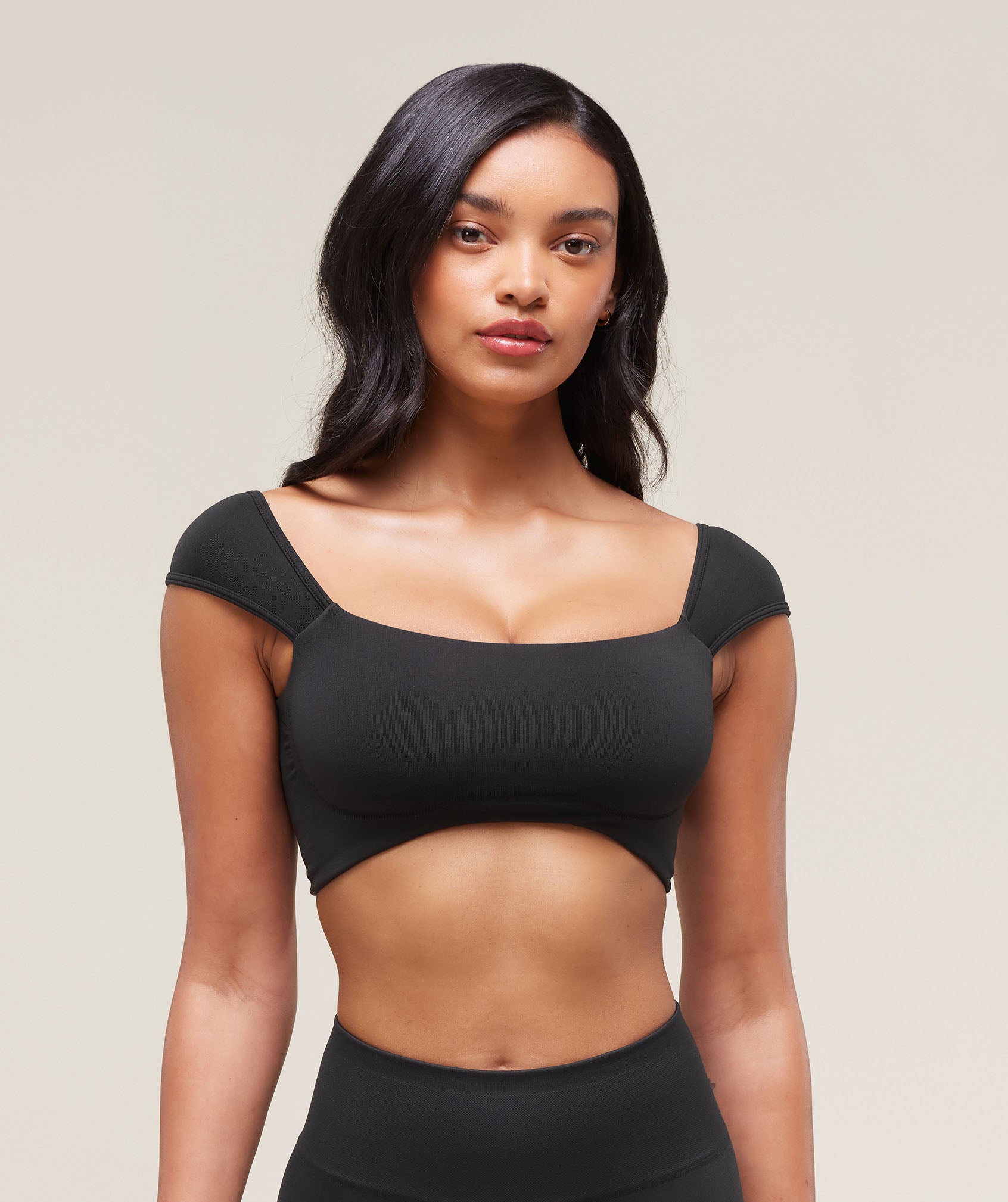 Women's Gymshark Soft Sculpt Cap Sleeve Bralette Black