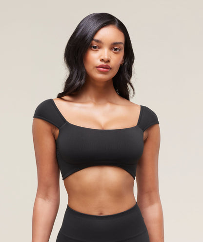 Women's Gymshark Soft Sculpt Cap Sleeve Bralette Black