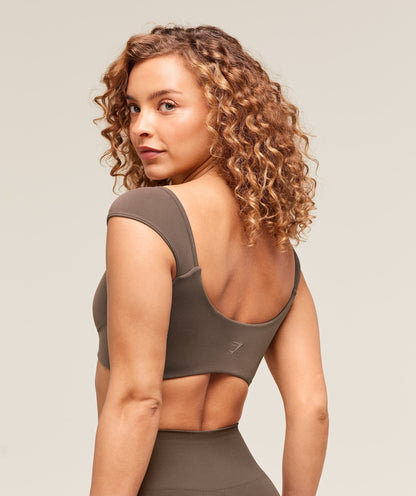 Women's Gymshark Soft Sculpt Cap Sleeve Bralette Walnut Brown