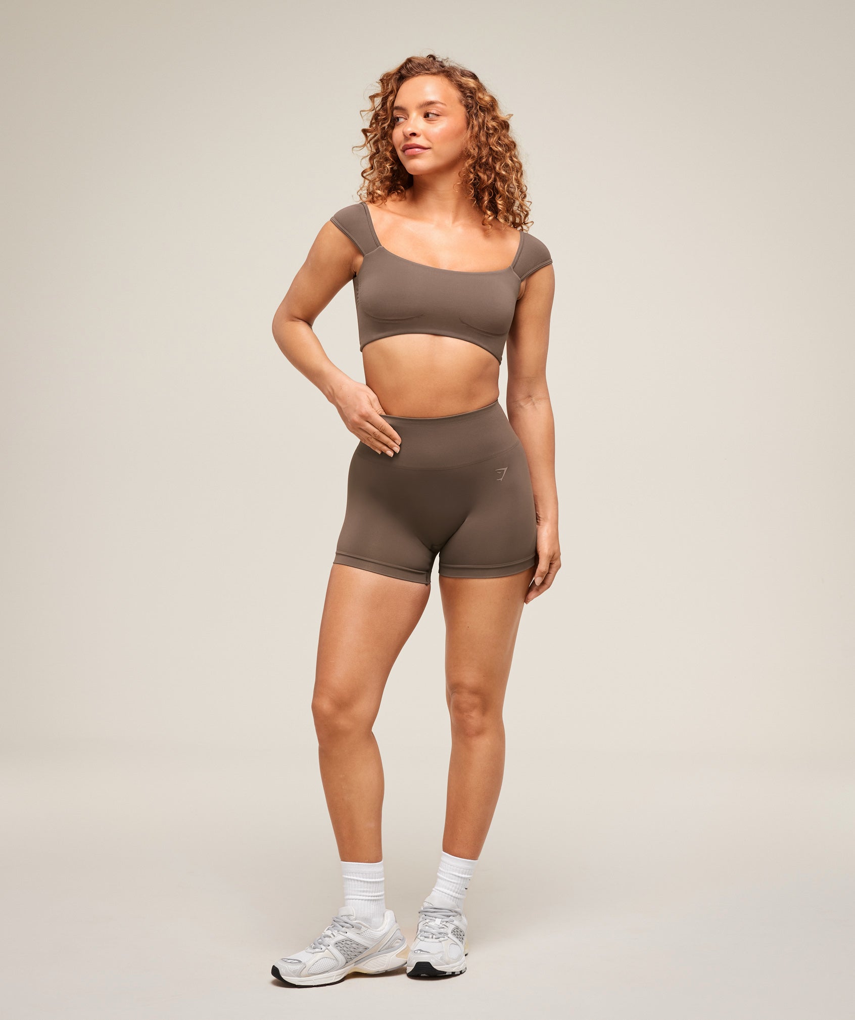 Women's Gymshark Soft Sculpt Cap Sleeve Bralette Walnut Brown