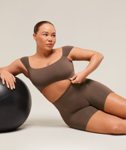 Women's Gymshark Soft Sculpt Cap Sleeve Bralette Walnut Brown