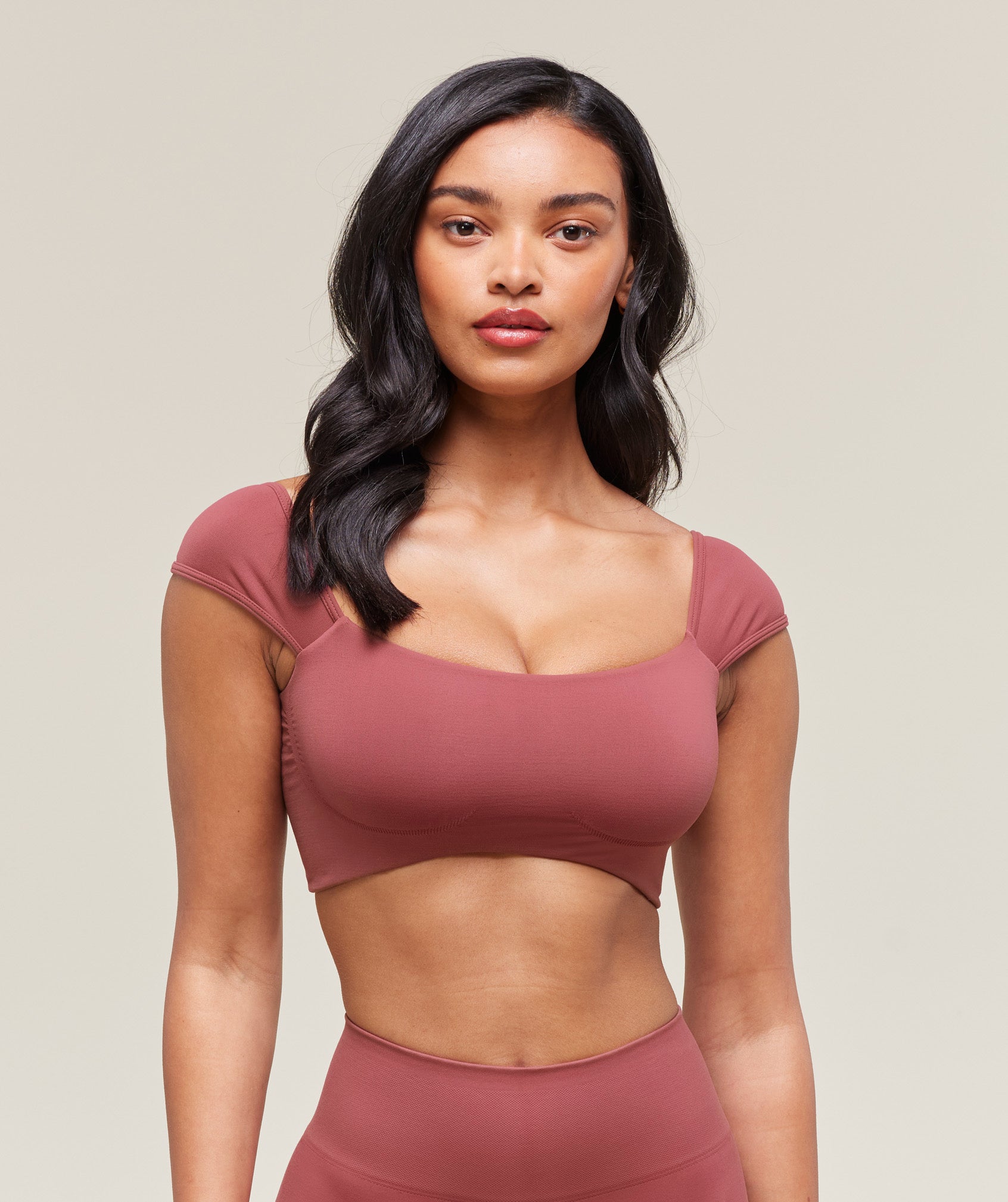Women's Gymshark Soft Sculpt Cap Sleeve Bralette Washed Berry Pink