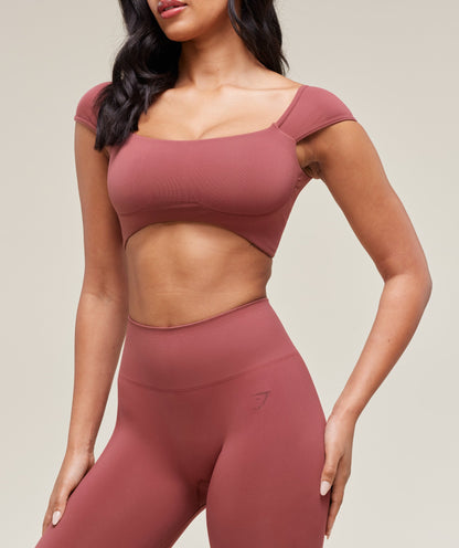 Women's Gymshark Soft Sculpt Cap Sleeve Bralette Washed Berry Pink