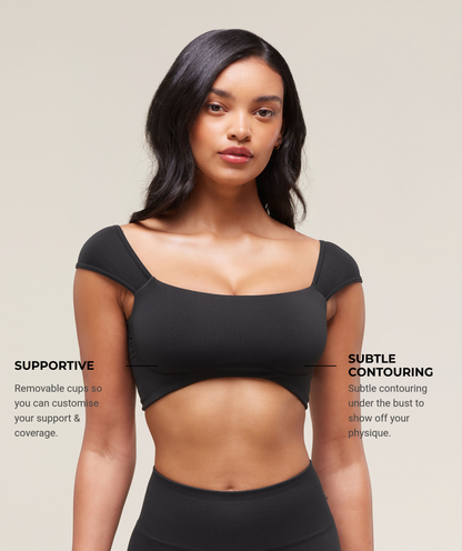 Women's Gymshark Soft Sculpt Cap Sleeve Bralette Black