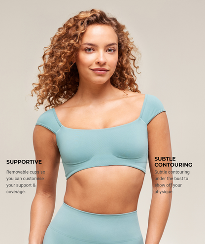 Women's Gymshark Soft Sculpt Cap Sleeve Bralette Rest Blue