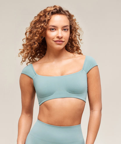 Women's Gymshark Soft Sculpt Cap Sleeve Bralette Rest Blue